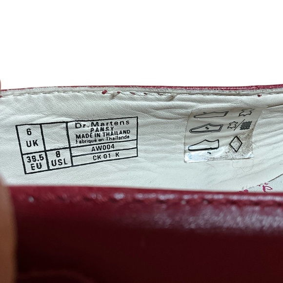 DR. MARTENS Pansy Genuine Leather Rare Vintage Open Toe Red Mary Jane Flats Sz 8 - Picture 9 of 10
